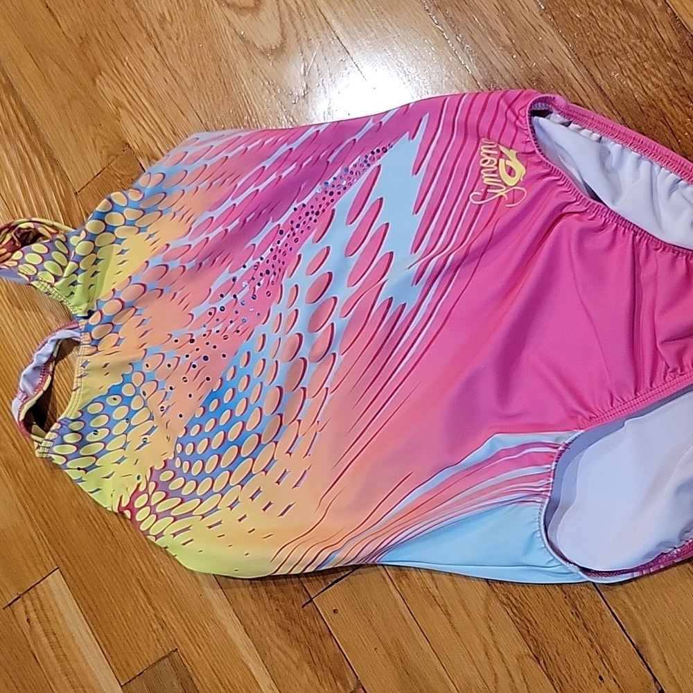 GK Girls Multicolor Pink Yellow Blue One-Piece leotard
